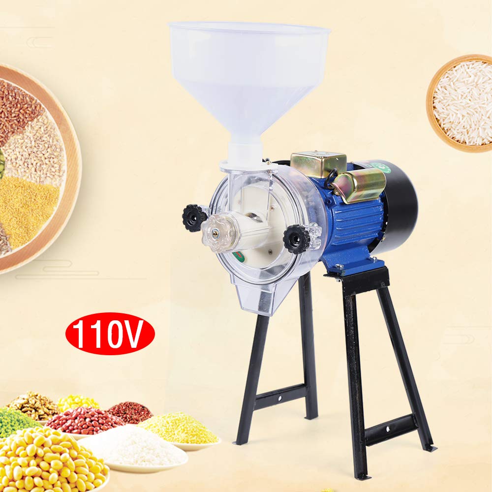 Premium Electric Spice Grinder - Heavy Duty Commercial Grain Mill for Coffee, Wheat, Corn & Cereals - High Speed Wet/Dry Grinding with Copper Motor & Funnel (Ideal for Home Kitchens, Bakeries & Coffee Shops)