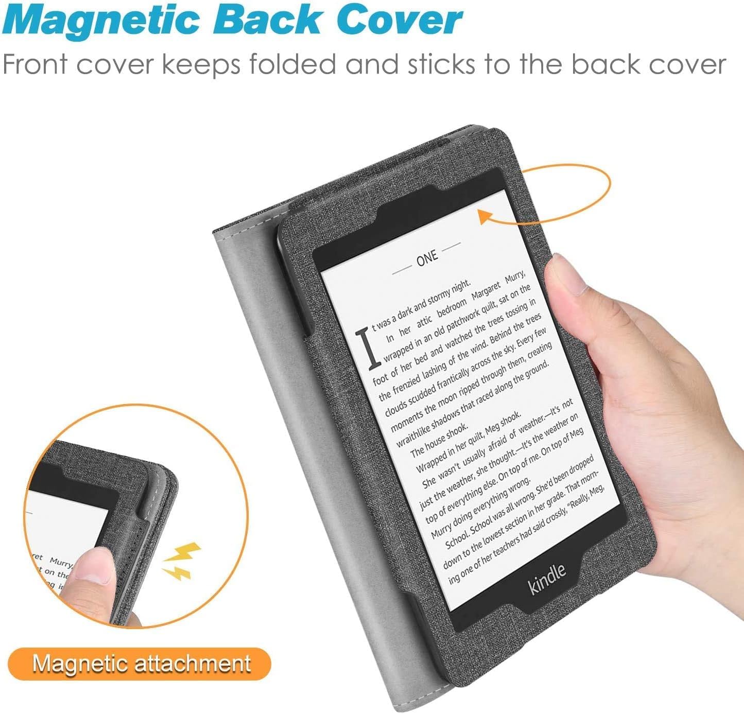 Premium PU Leather Kindle Paperwhite Case for 5th/6th/7th Gen (2012-2015 Models EY21 & DP75SDI) - Durable Fabric Stand Cover with Hand Strap & Splash Protection - Perfect for Reading, Travel & Daily Commute