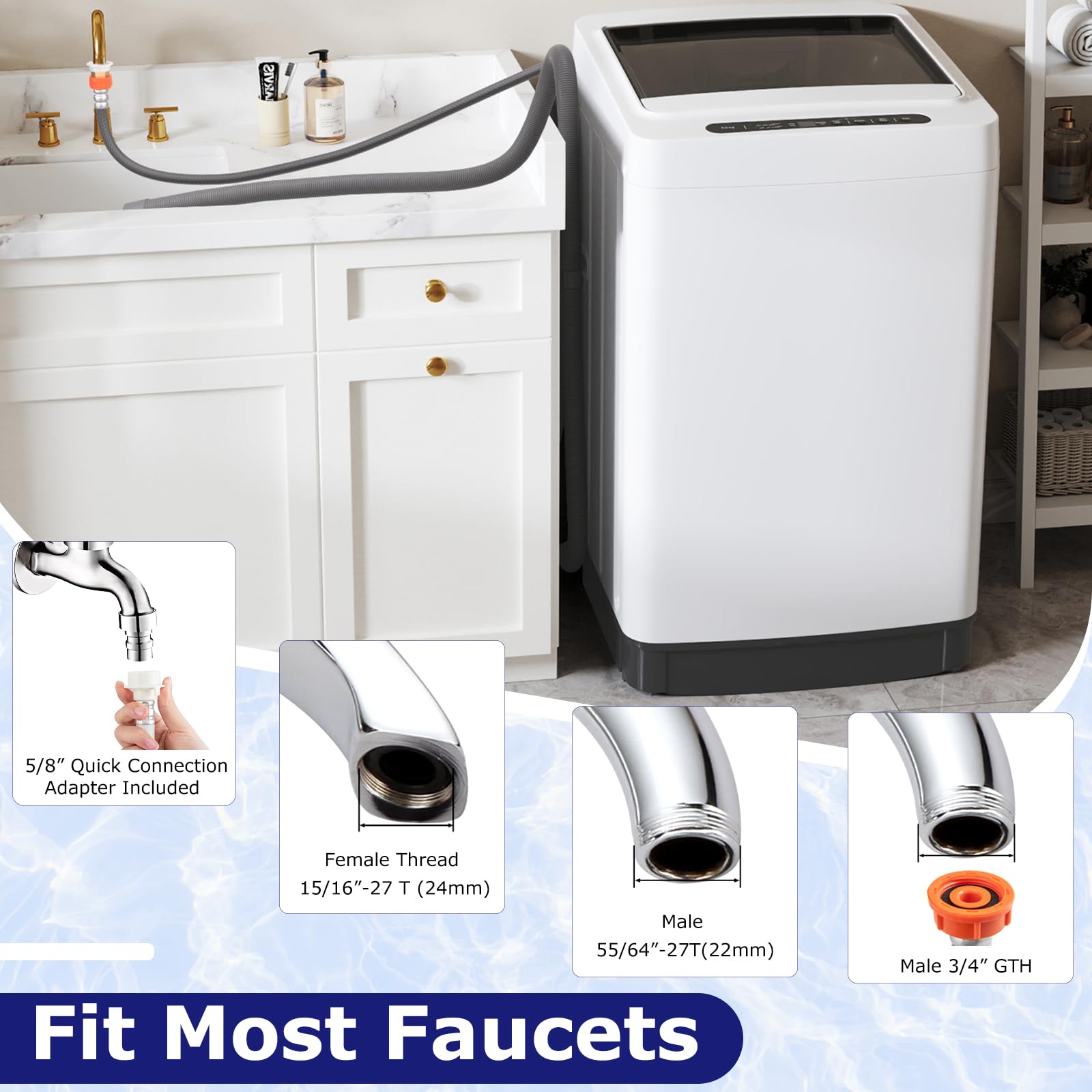 Giantex 1.5 cu.ft Portable Washing Machine with Drain Pump - Compact Washer with LED Display, 8 Wash Programs, 10 Water Levels & Child Lock - 11 LBS Capacity for Apartments, Dorms, RVs - Perfect for Small Spaces & Travel (White & Black)