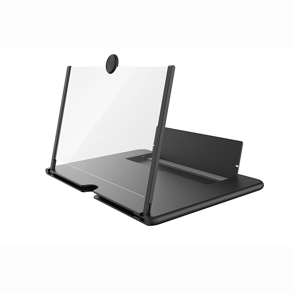 MKOJU 10/12 inch 3D Universal Phone Stand with Screen Magnifier - Portable Video Projector for Movies & Gaming (Black, 10-inch) - Perfect for Home, Office & Travel Entertainment