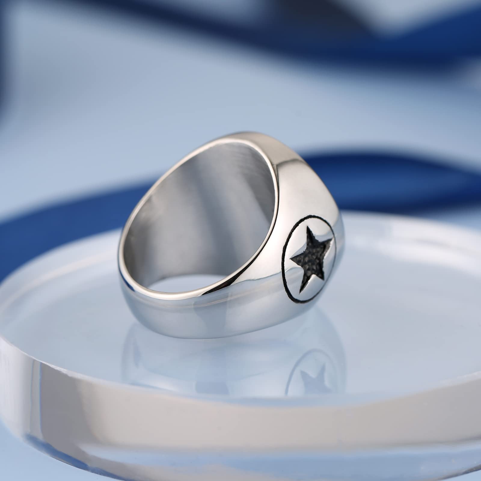 Supernatural Devils Trap Sigil Stainless Steel Ring - Anti Possession Pentagram Jewelry for Men & Women | Perfect for Halloween, Cosplay, and Supernatural TV Show Fans