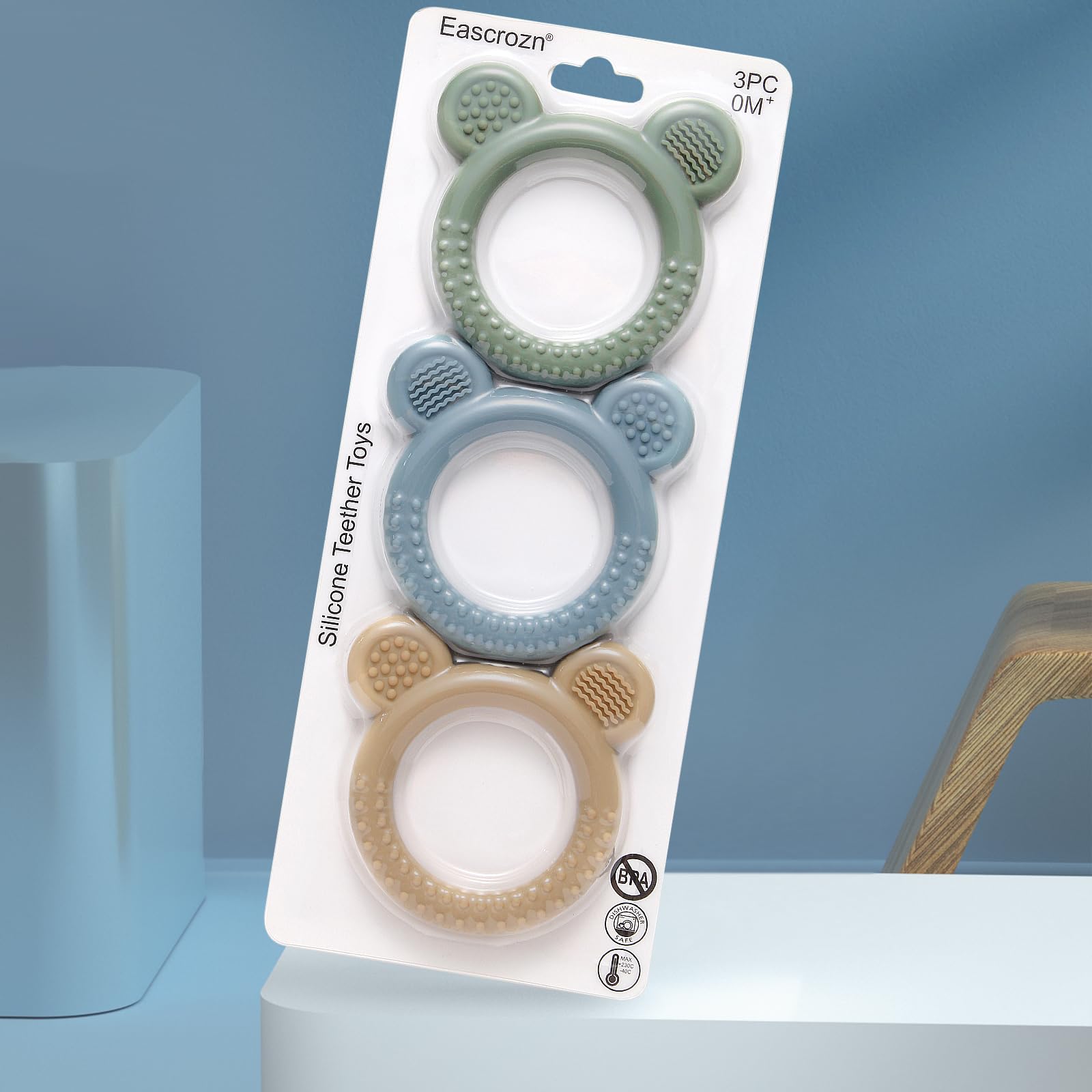 3 Pack Baby Teething Toys for Infants 3-12 Months | BPA-Free Silicone Teethers for Soothing Sore Gums | Easy-Grip Design for Newborns & Toddlers | Perfect for Daycare, Travel & On-the-Go Relief