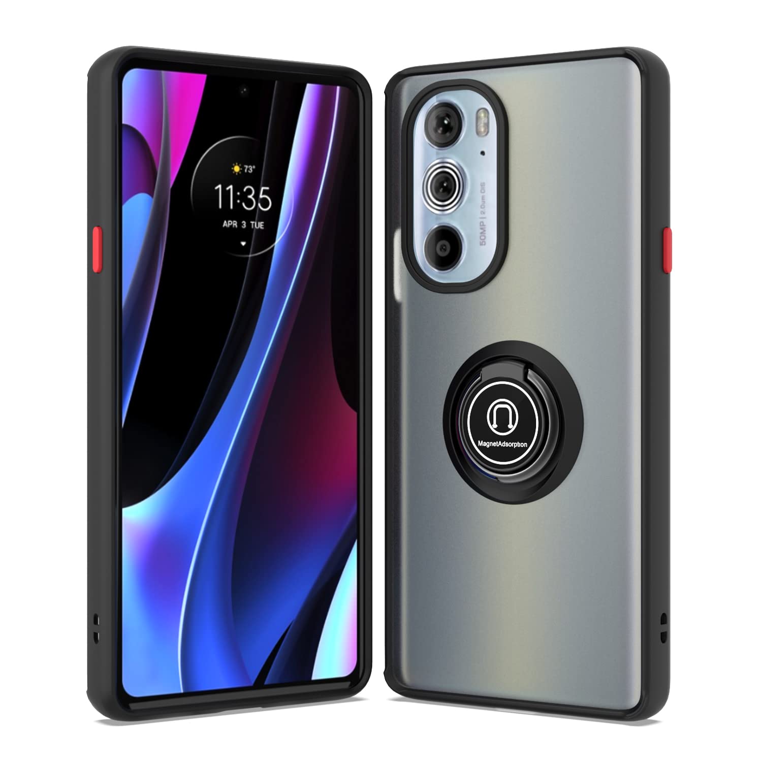 CoverON Magnetic Phone Case for Motorola Edge+ Plus 2022 / Moto Edge 30 Pro / Edge X30 - Clear Hard Back with Rubber Grip & Magnetic Mount - Black - Perfect for Driving, Work & Everyday Protection