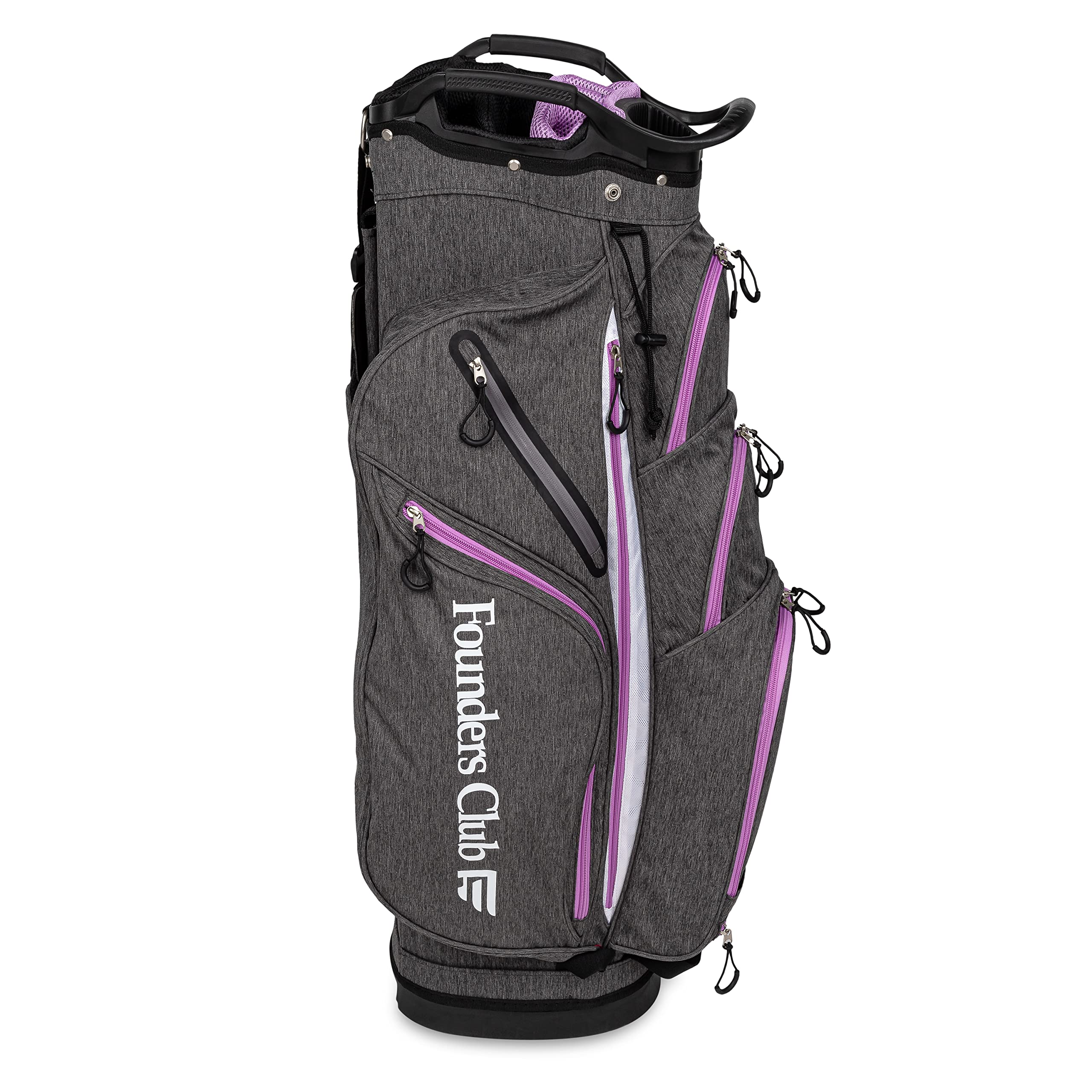 Founders Club Franklin Golf Push Cart Bag - Lightweight 15-Way Full Length Divider with Rain Cover - Secure Push Cart Base & External Putter Tube - Perfect for Golf Tournaments & Practice Rounds - Embroidery Panel for Personalization