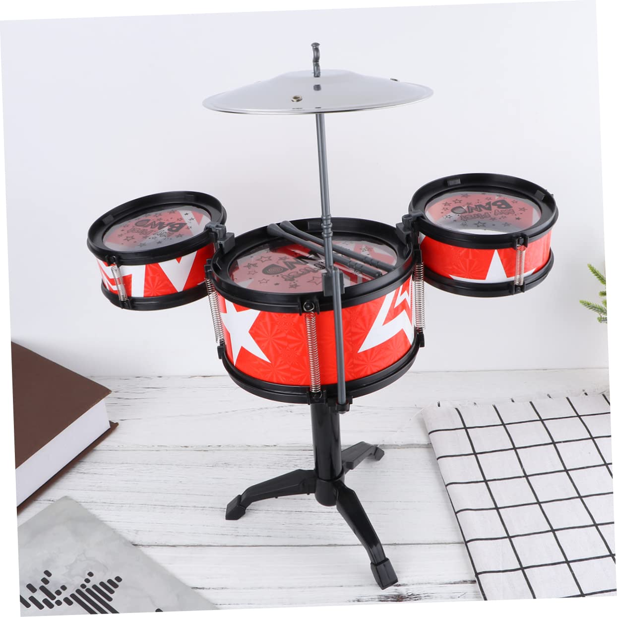 HONMEET Kids Drum Set - 5-Piece Musical Instrument Toy for Toddlers & Children, Red - Perfect for Early Learning, Birthday Gifts & Pretend Play