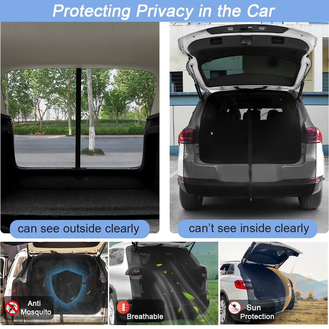 SUV MPV Car Tailgate Mosquito Net - Magnetic Mesh Screen for Car Camping, Tailgate Tent Accessories, Perfect for Outdoor Adventures and Road Trips
