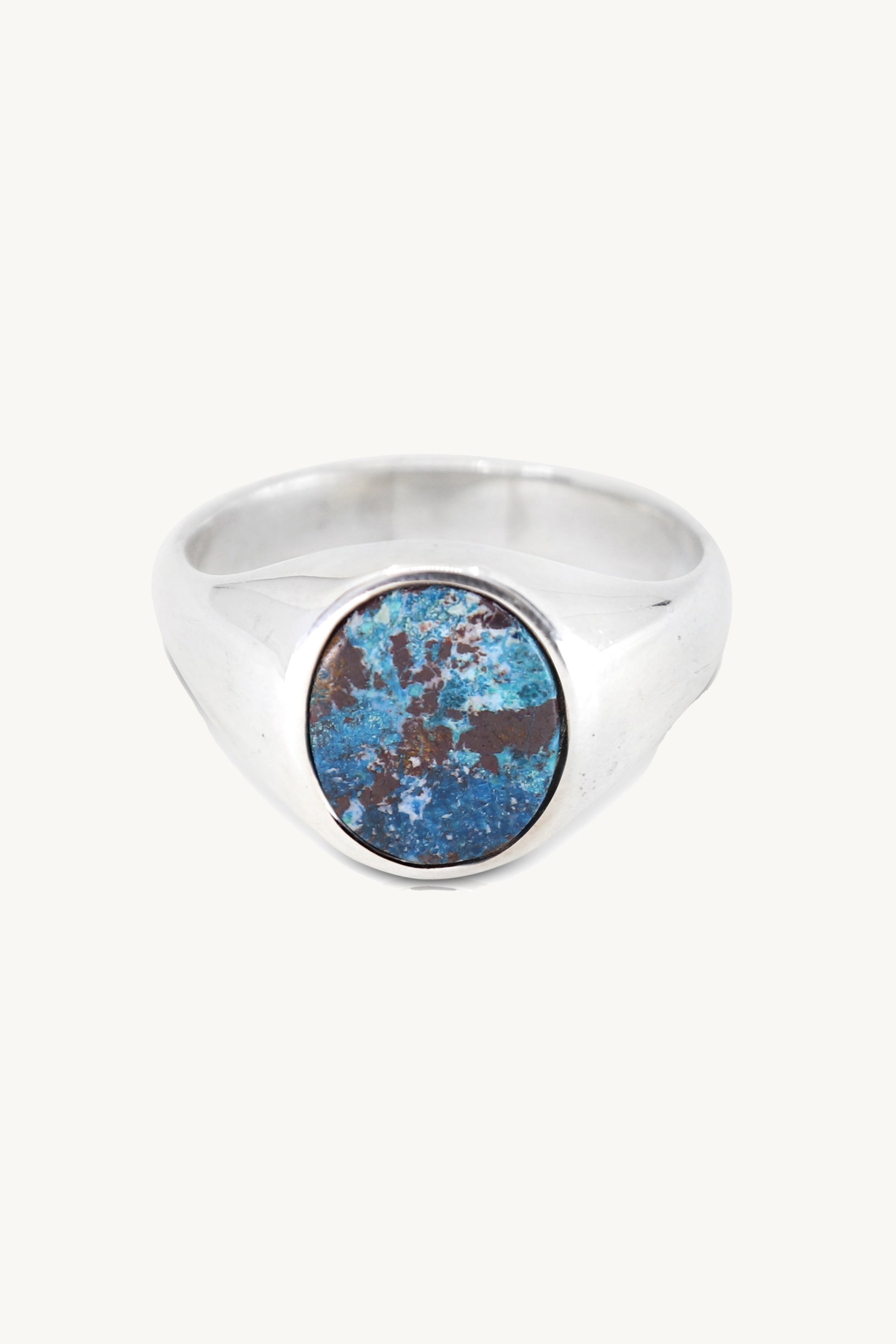 Chrysocolla Signet Ring - Handmade Blue Gemstone Jewelry for Women - Perfect for Boho Style & Spiritual Healing