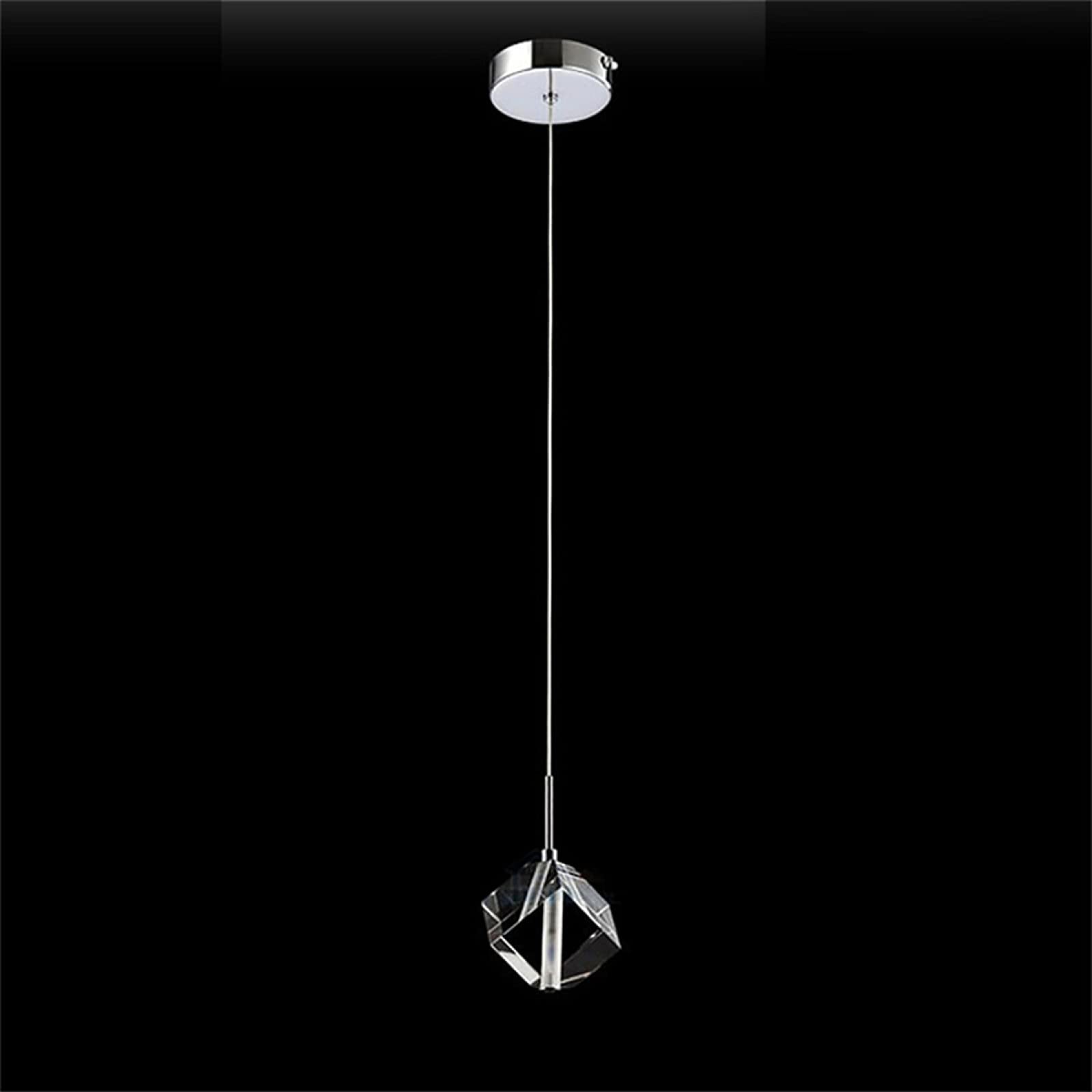 Crystal Pendant Light - Single Head Sparkling Ice Cube Chandelier with Modern LED Bulb (2W Cold White) | Elegant Lighting for Living Room, Bedroom & Dining Room | Perfect for Home Decor, Romantic Dinners & Interior Design