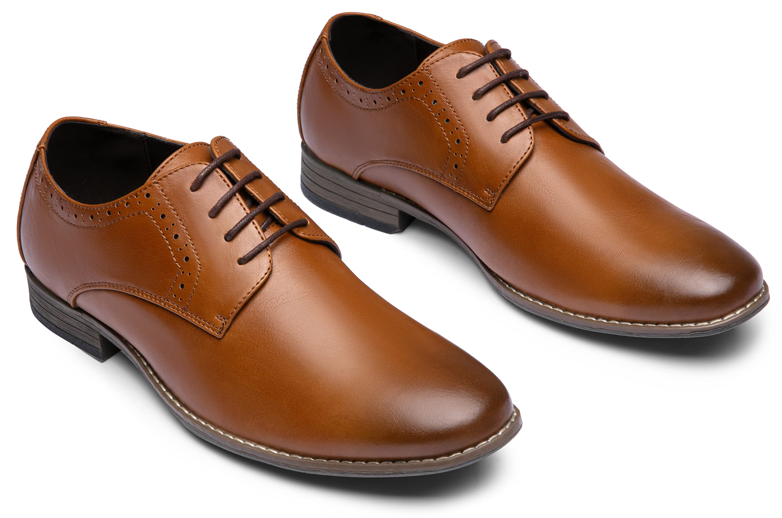 Jousen Men's Oxford Plain Toe Dress Shoes - Classic Formal Derby Shoes for Business, Wedding & Office Wear - Comfortable Leather Dress Shoes for Men