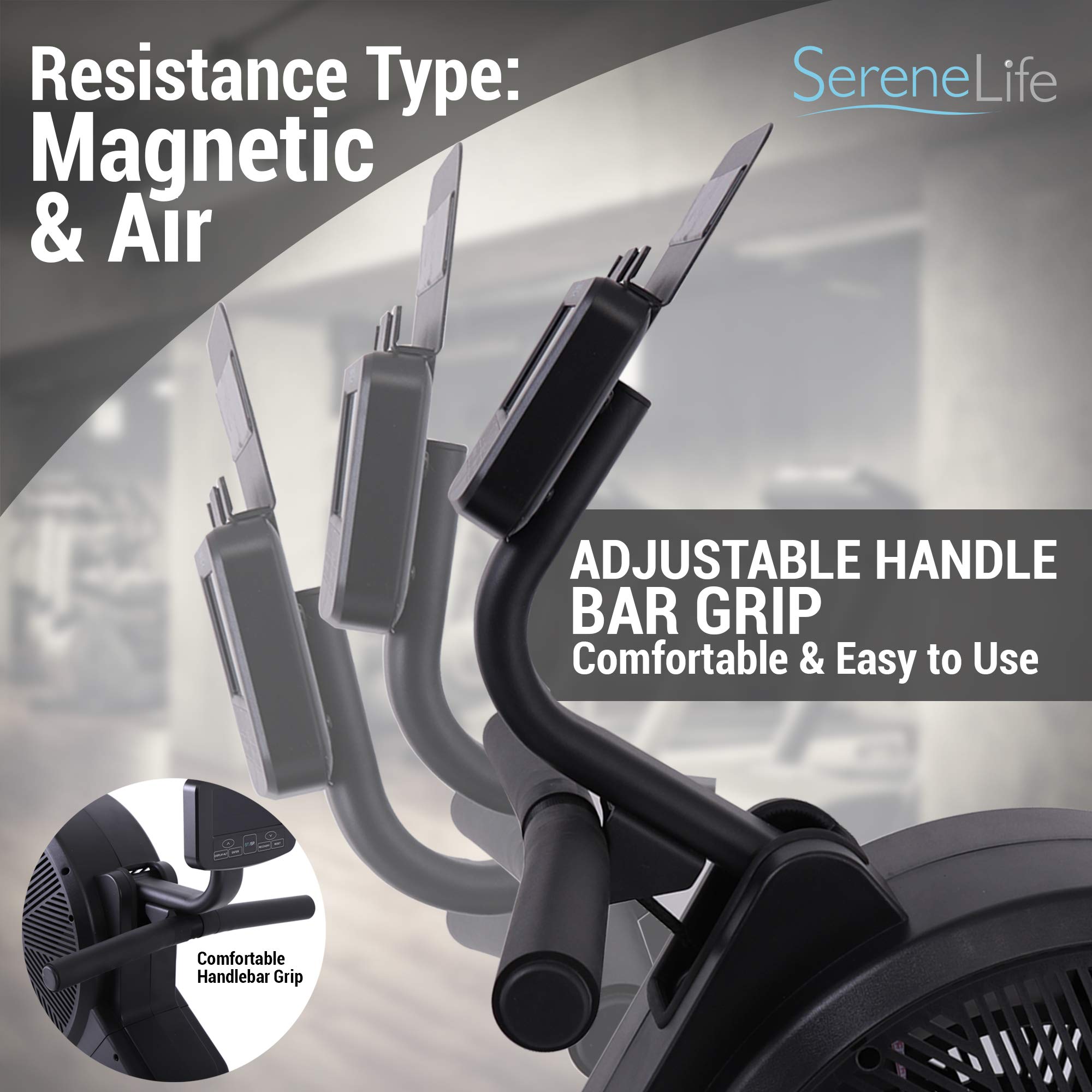 SereneLife Smart Rowing Machine with Magnetic Resistance - 16 Adjustable Levels, Bluetooth Fitness App for Home Workouts | Compact Home Gym Equipment for Cardio & Strength Training (Perfect for Small Spaces & Apartment Fitness)