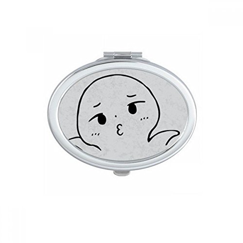 DIYthinker Portable Foldable Double-Sided Makeup Mirror with Helpless Pout Black Happy Pattern - Perfect for Travel, Home Vanity, and Professional Makeup Artists