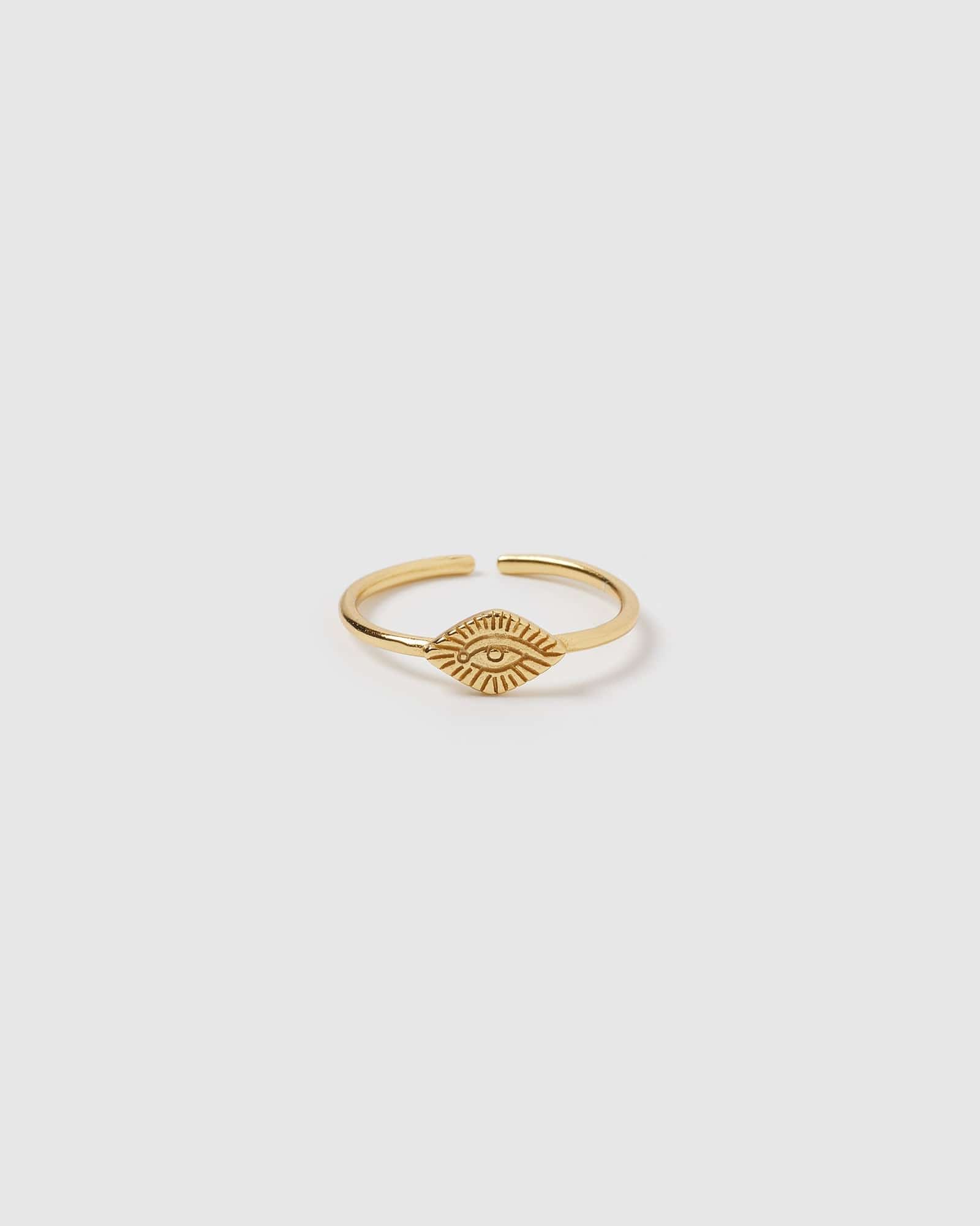 Izoa Egyptian Eye Ring Gold - Elegant Statement Jewelry for Women, Perfect for Parties, Weddings & Everyday Wear