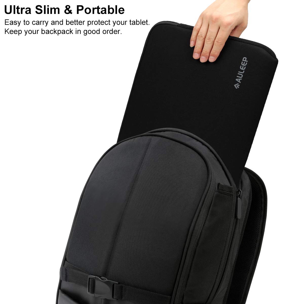 AULEEP 11-12 Inch Neoprene Laptop Sleeve, Water-Resistant Notebook & Tablet Carrying Case for Acer/Asus/Dell/Lenovo/HP, Black - Perfect for Office, School, and Travel