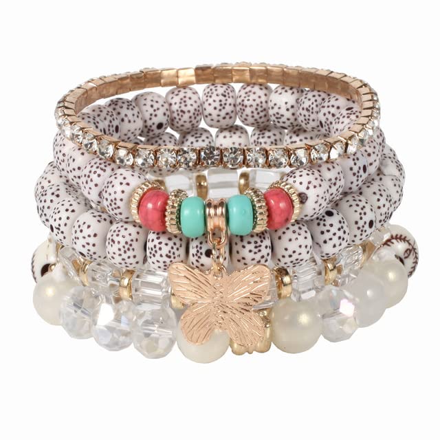 Korean Fashion Colorful Rice Bead Bracelet Set - Women's Butterfly & Evil Eye Charm Party Jewelry for Dance, Festival & Boho Style Accessories | Perfect for Gifts, Music Festivals & Everyday Wear