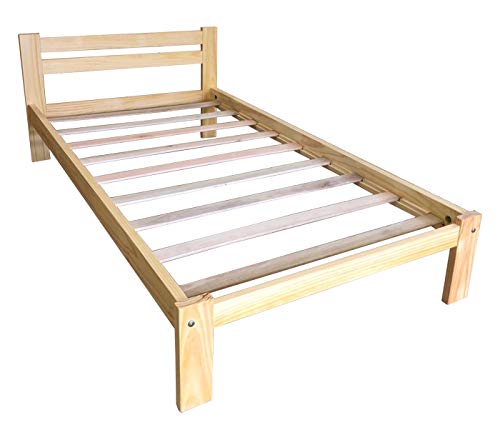 Natural Pine Twin Bed with Trundle - Solid Pine Wood Bed Frame with Hardwood Slats | Sturdy Kids Bed for Boys & Girls | Perfect for Small Bedrooms, Guest Rooms & Dormitories