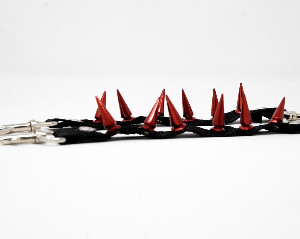 Spiked Red Bondage Shoe Straps - Punk Gothic Fetish Ankle Cuffs for Women | Perfect for BDSM, Cosplay & Alternative Fashion