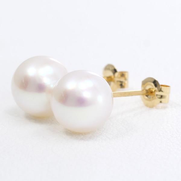 18K Yellow Gold Pearl Earrings for Women - Classic Elegant Stud Earrings for Wedding, Party & Everyday Wear