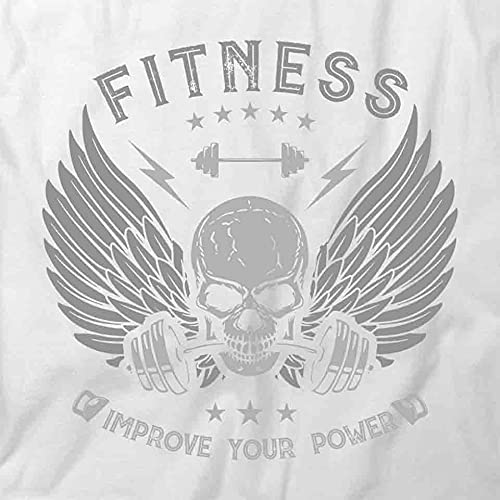 Fitness Power T-Shirt for Men & Women | White Printed Graphic Workout Tee - Gym, Running & Training Apparel