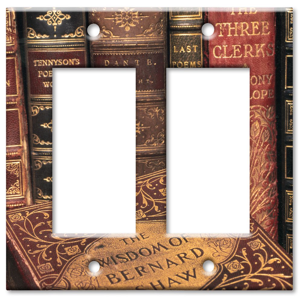 Decorative Metal Wall Plate - Double Gang Rocker Art Plates - Made in USA - Perfect for Home & Office Decor, Bookshelf Accents, and Interior Design Projects