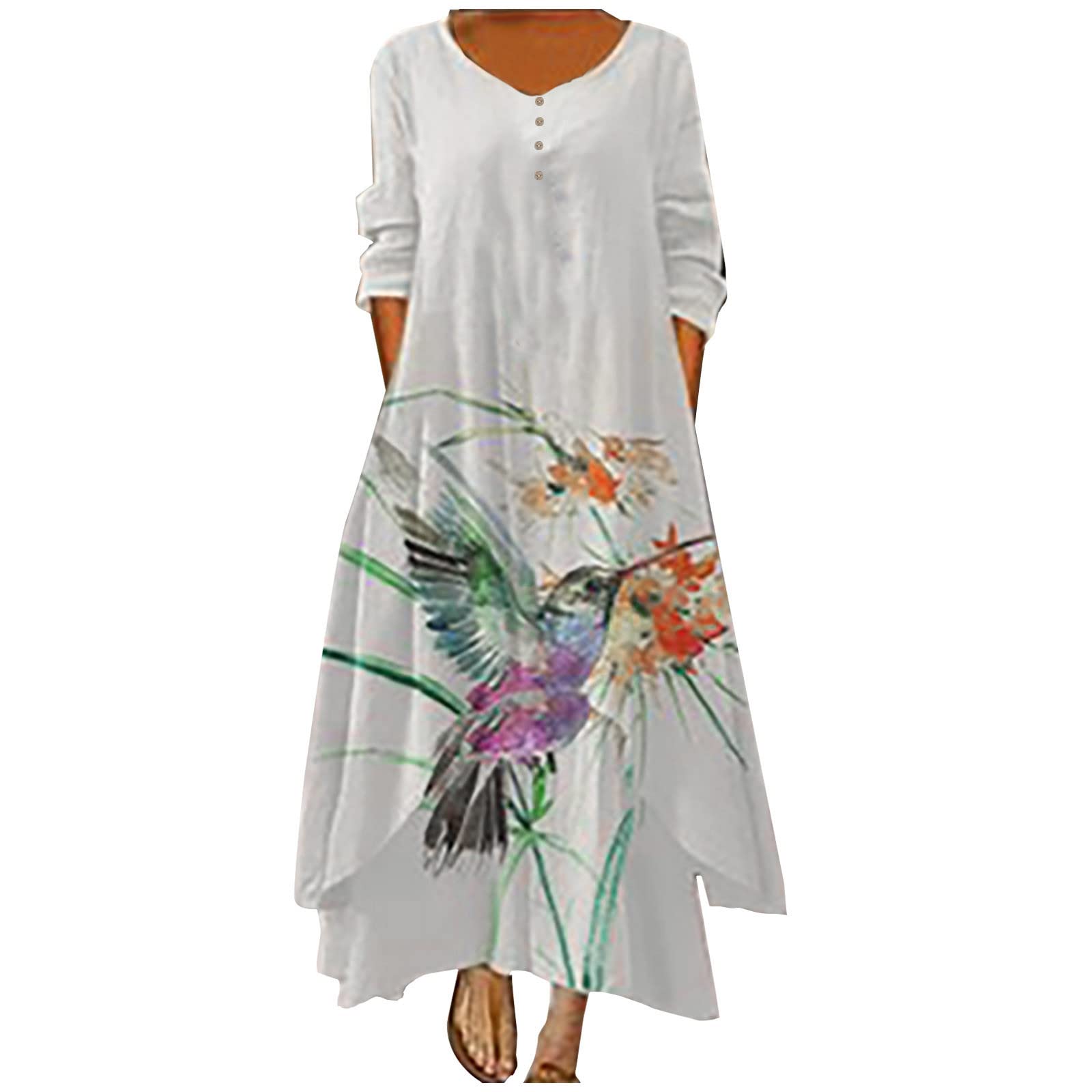 Ylioge Women's Renaissance Skirt - Layered Hem Maxi Dress with Long Sleeve Crewneck, Irregular Summer Dress for Beach, Festival & Boho Style Outfits