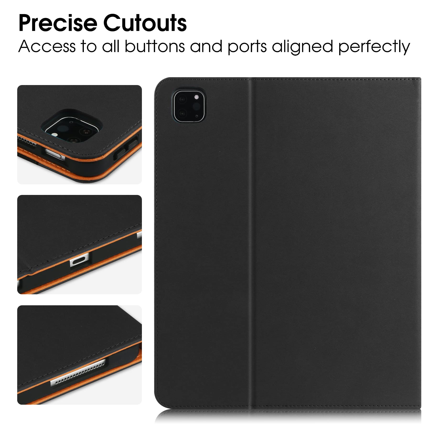 Premium iPad Pro 12.9 Case (6th/5th/4th/3rd Gen 2022-2018) with Pencil Holder - Slim Folio Stand Cover with Multiple Viewing Angles & Auto Sleep/Wake Function - Perfect for Work, Study & Travel - Available in Black & Brown