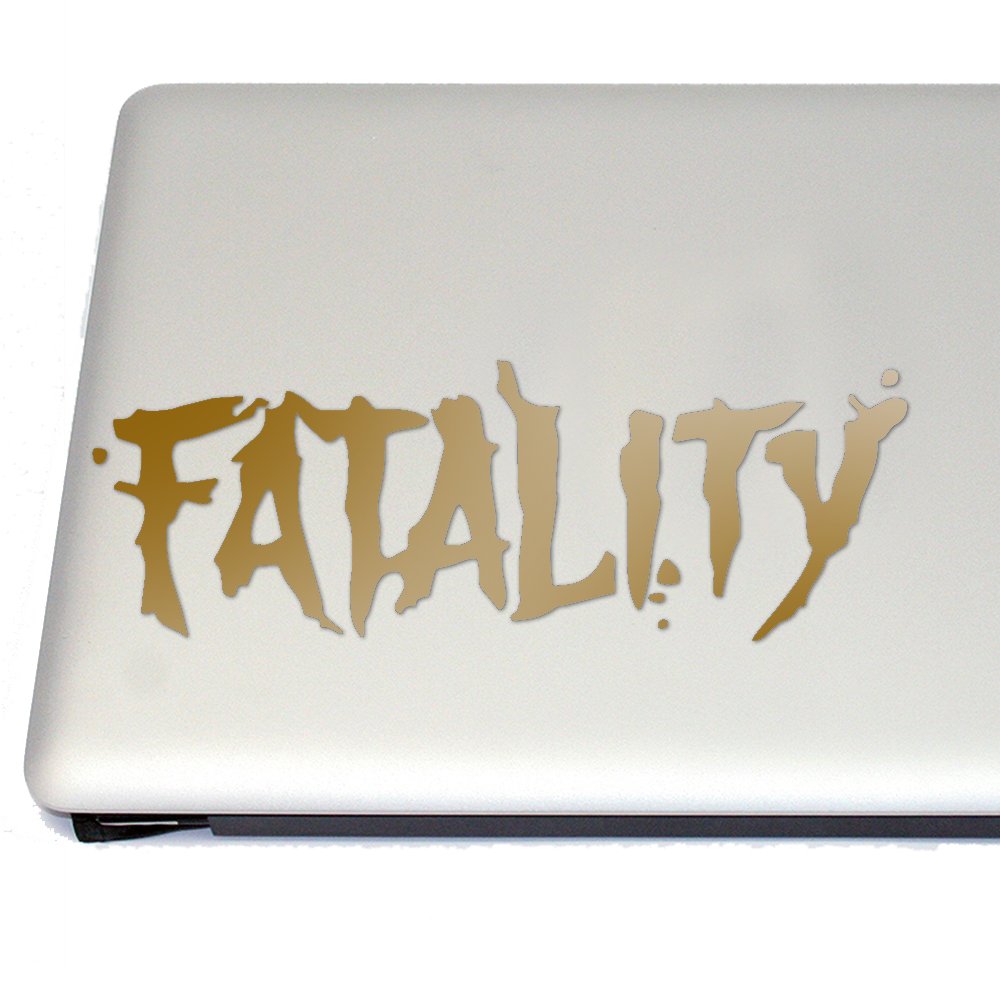 Premium Fatality Gaming Vinyl Decal - Gold Cosplay Sticker for Mortal Kombat Fans | Perfect for Laptops, Gaming Consoles & Water Bottles