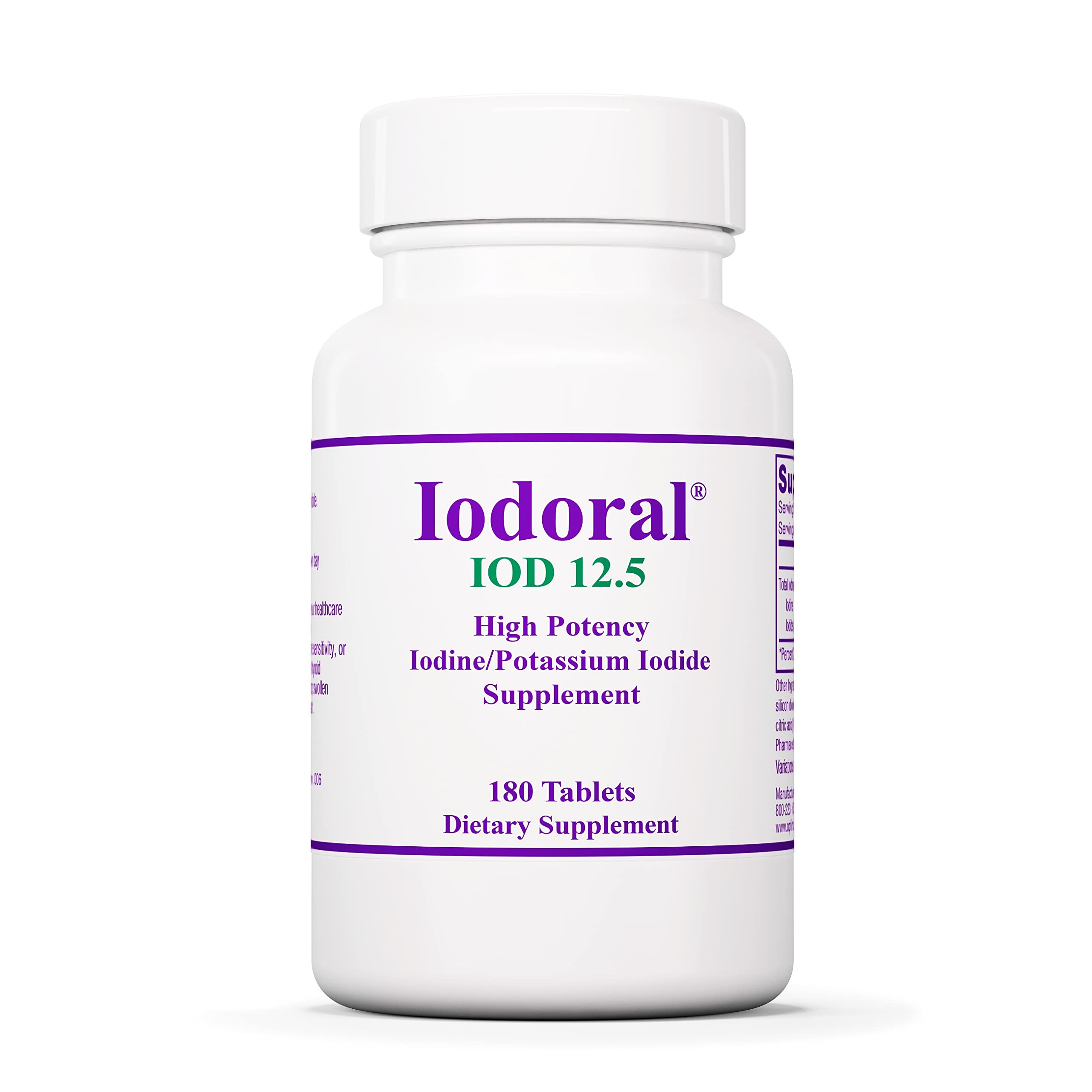 Optimox Iodoral 12.5 mg High Potency Lugol Iodine Supplement - Thyroid Support & Energy Booster - 180 Tablets for Hypothyroidism & Metabolism - Perfect for Thyroid Health Maintenance & Detox