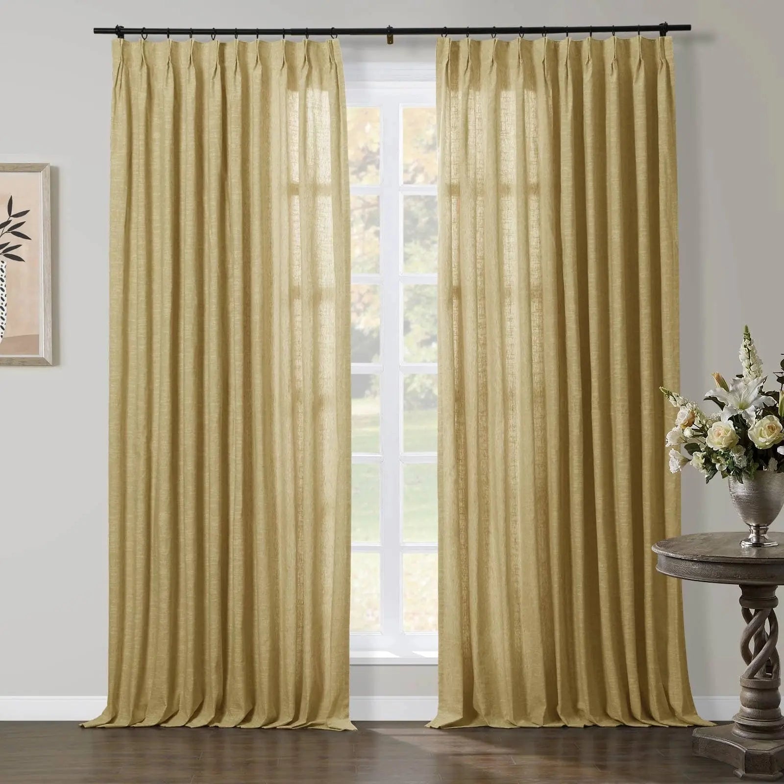 Luxury Linen Cotton Pleated Curtains - Blackout Drapes for Living Room & Bedroom - Elegant Home Decor Window Treatments