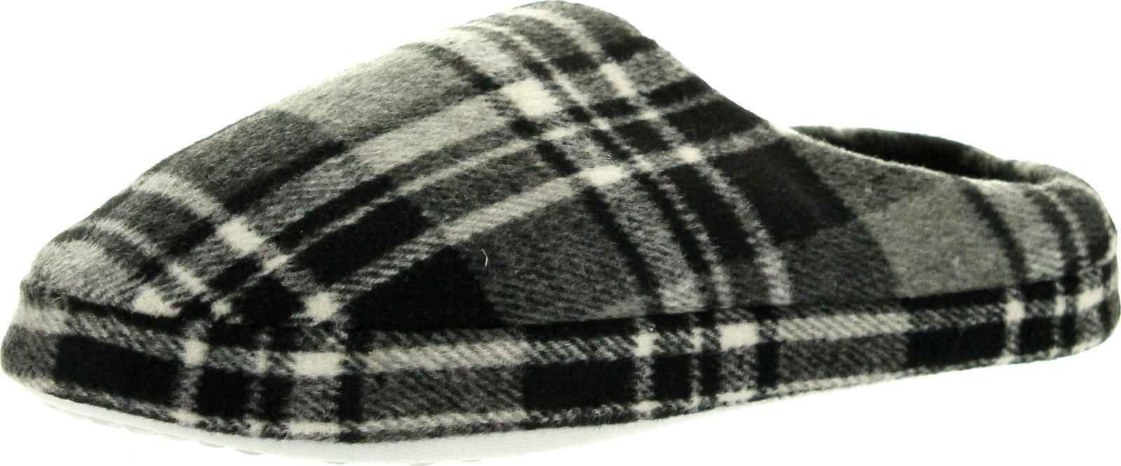 Empire Men's Open Back Plaid Fleece Slippers - Cozy Indoor House Shoes for Winter Comfort | Perfect for Lounging at Home, Relaxing by the Fireplace & Cold Weather Wear