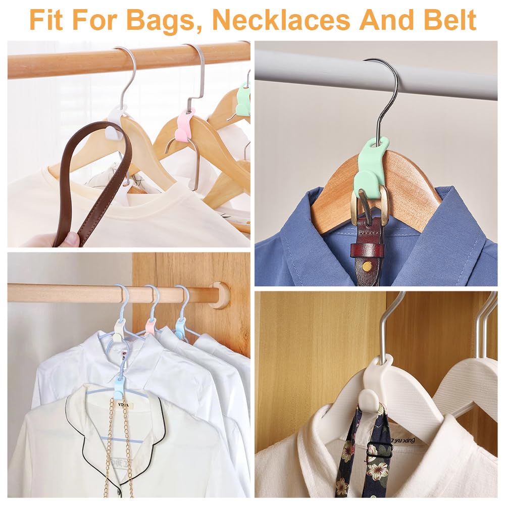 60pcs Multicolor Plastic Clothes Hanger Connector Hooks - Space Saving Closet Organizer for Plastic, Wooden & Wire Hangers | Perfect for Small Closets, Laundry Rooms & Travel Packing