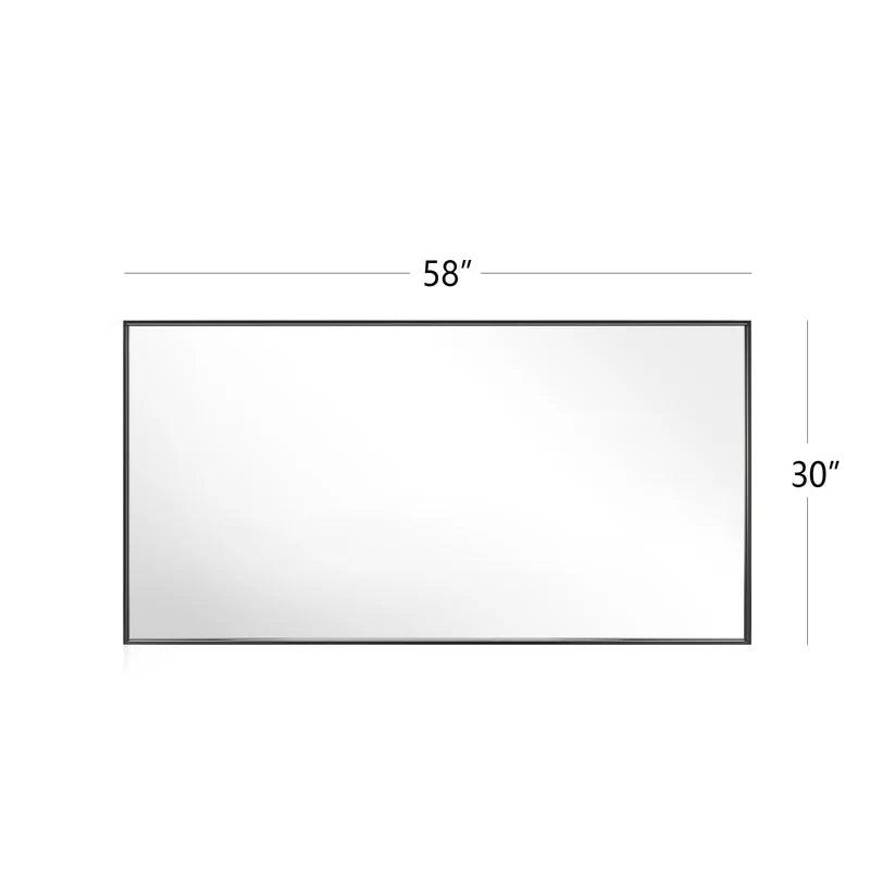 Sleek Modern Black Aluminum Framed Wall Mirror - Full Length Floor Mirror for Bedroom, Living Room & Entryway Decor