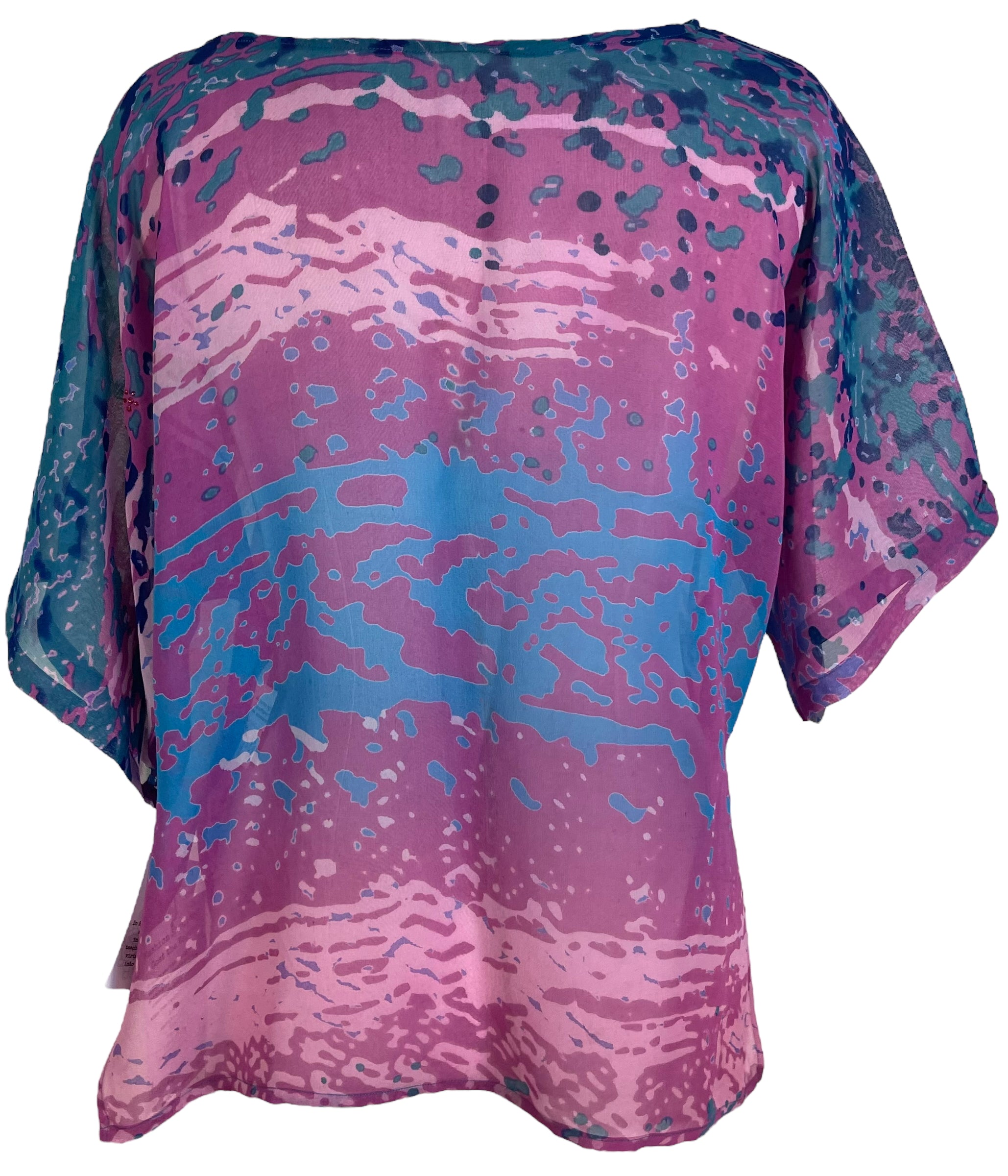 PRG6509 Wabi Sabi Pure Silk Blouse with Side Slit - Elegant Sheer Women's Top for Casual Wear & Special Occasions