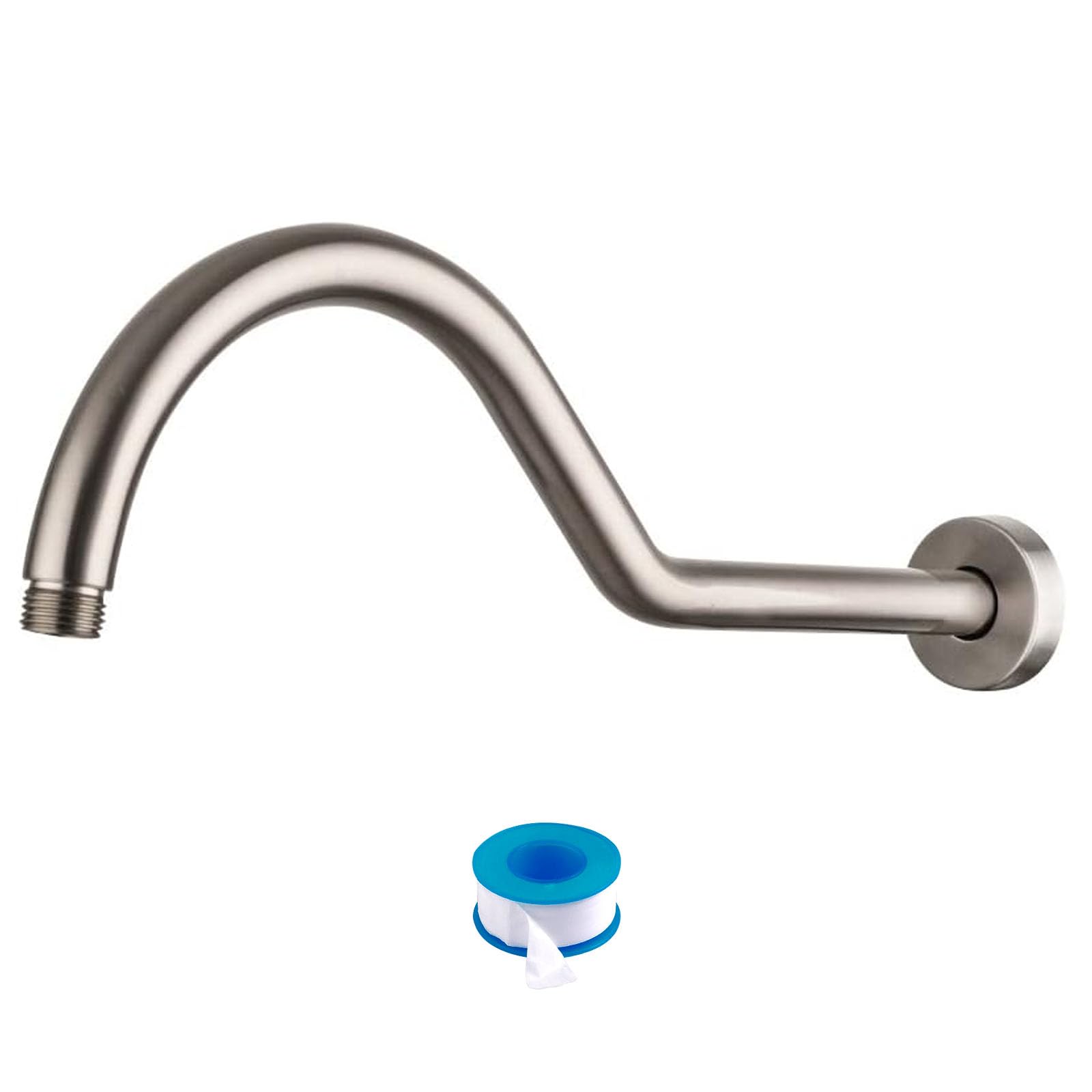 Lordear 17 Inch Shower Extension Arm - Solid Brushed Nickel T304 Stainless Steel Shower Head Pipe with Flange for Rain Shower Heads | Perfect for Bathroom Renovation & Luxury Spa Experience