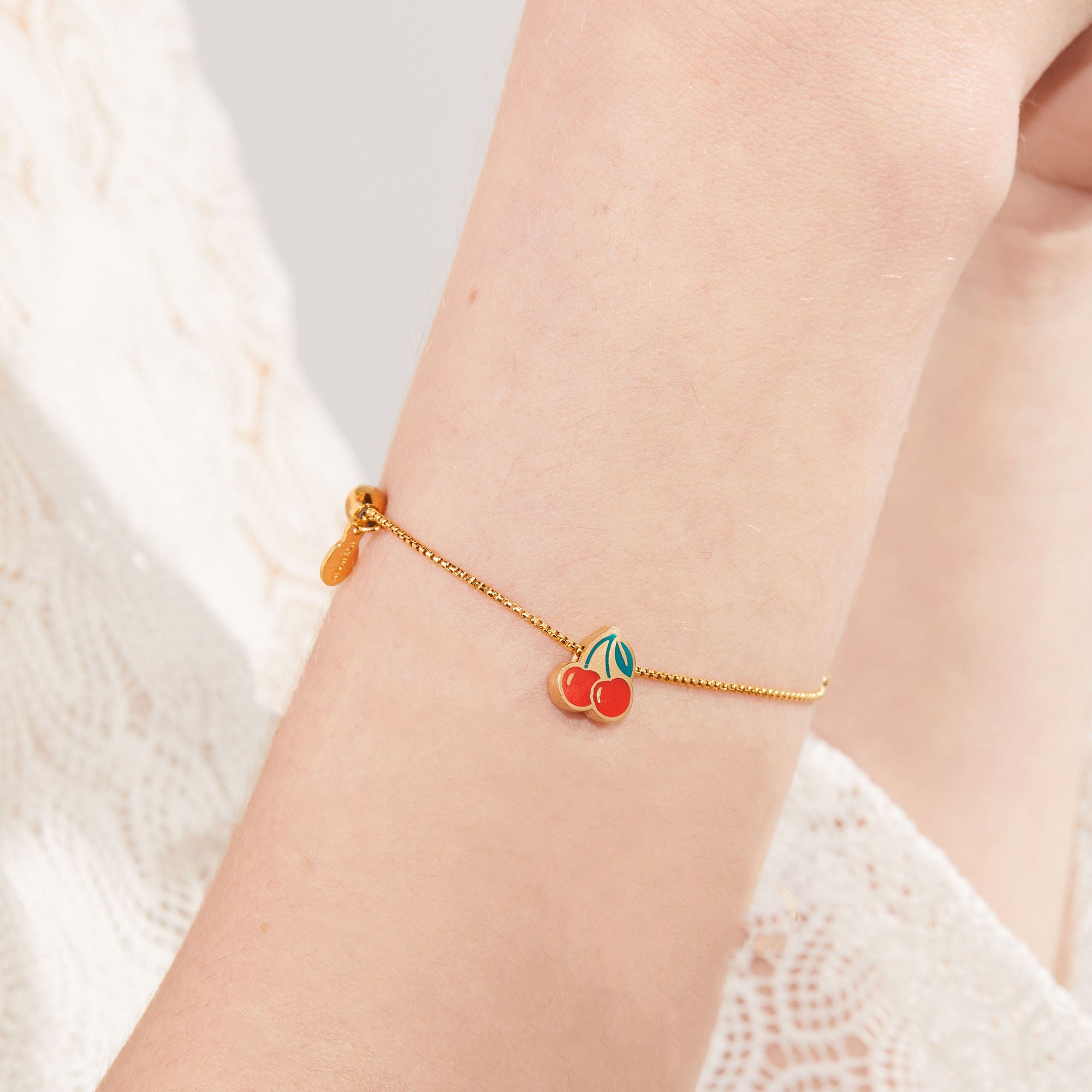Cherry Slider Charm for Jewelry Making - DIY Beaded Bracelet & Necklace Accessories - Perfect for Handmade Crafts & Gifts