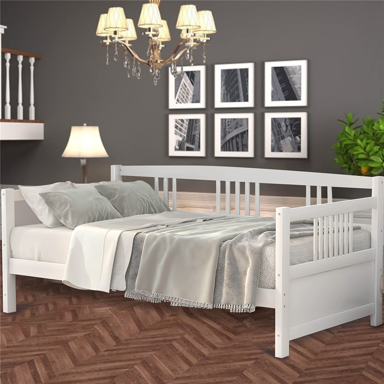 Wood Twin Size Trundle Daybed with Storage Drawers & Roll-Out Bed Frame - Sturdy Dual-Use Sofa Bed for Kids, Teens & Adults - Perfect for Bedroom, Living Room & Guest Room Space Saving Solution