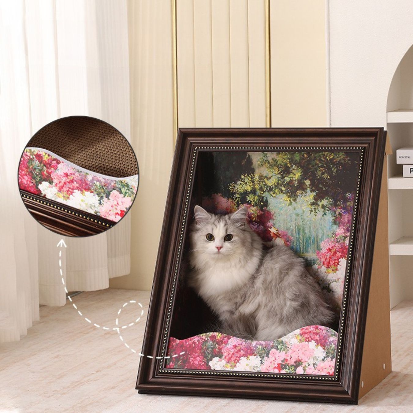 Modern Art Style Triangle Cat Scratcher - Durable Cardboard Scratching Post for Kittens & Adult Cats - Perfect for Home, Office & Apartment Decor