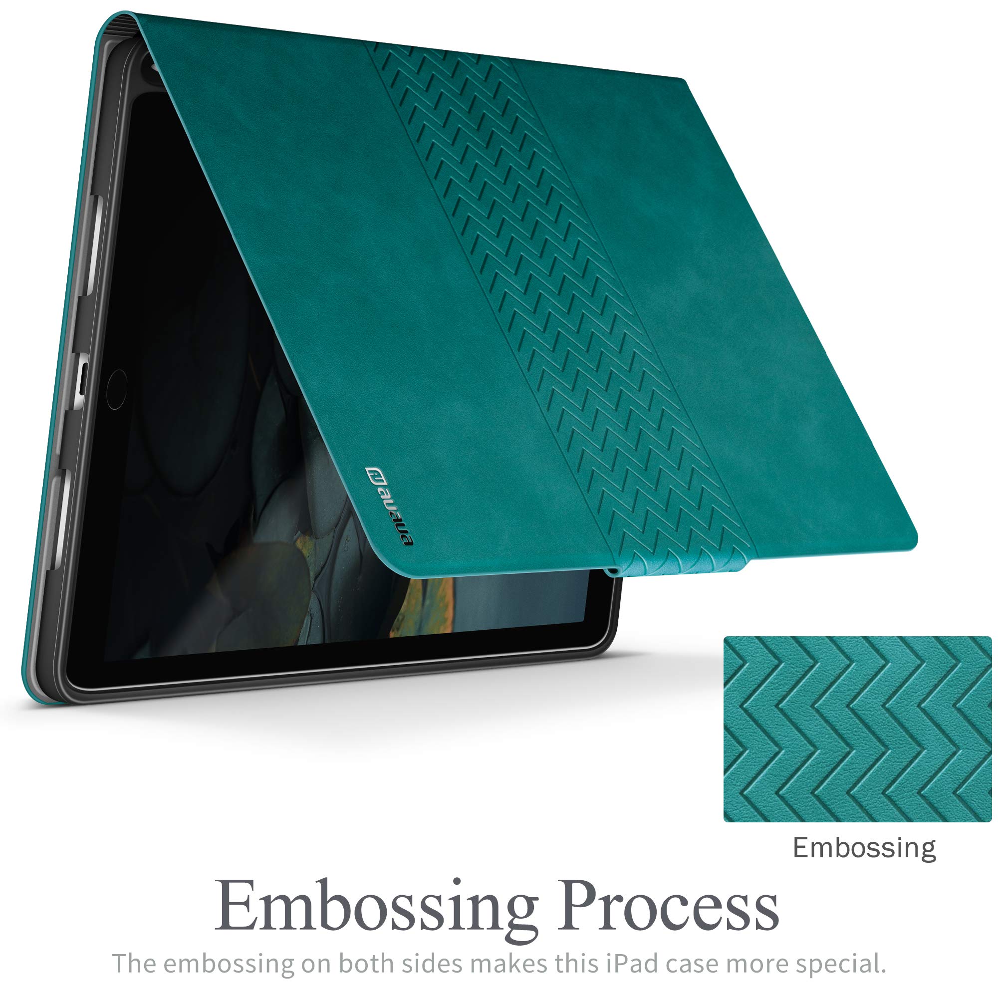 Premium Vegan Leather iPad Air 3 (2019) & iPad Pro 10.5 (2017) Case with Built-in Apple Pencil Holder, Auto Sleep/Wake, Adjustable Stand - Perfect for Work, Study & Travel (Green)