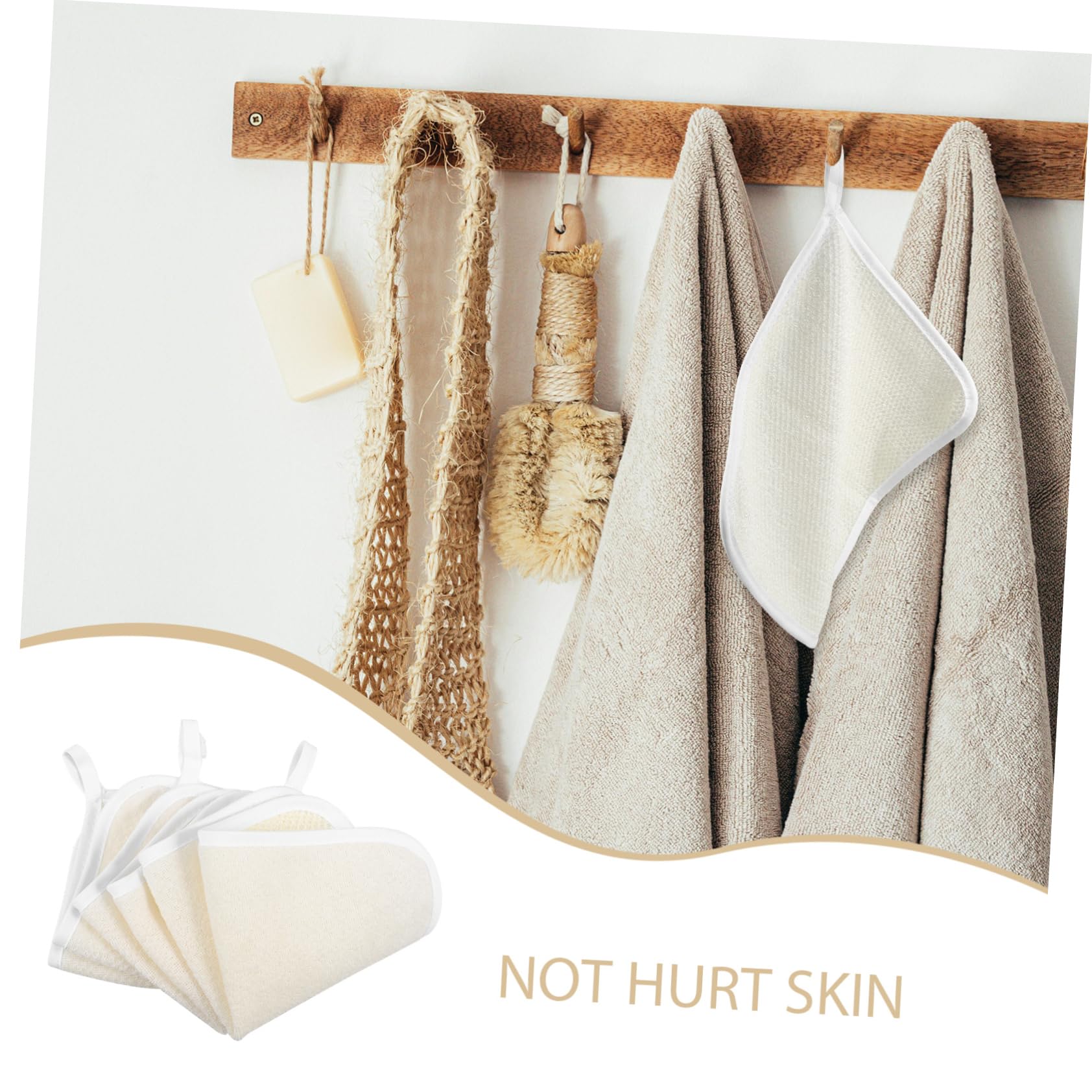 Exfoliating Bath Cloths 3 Pack - Soft Loop Washcloths for Body & Face, Quick Dry Nylon Material, Beige | Gentle Exfoliation for Sensitive Skin, Spa & Shower Essential
