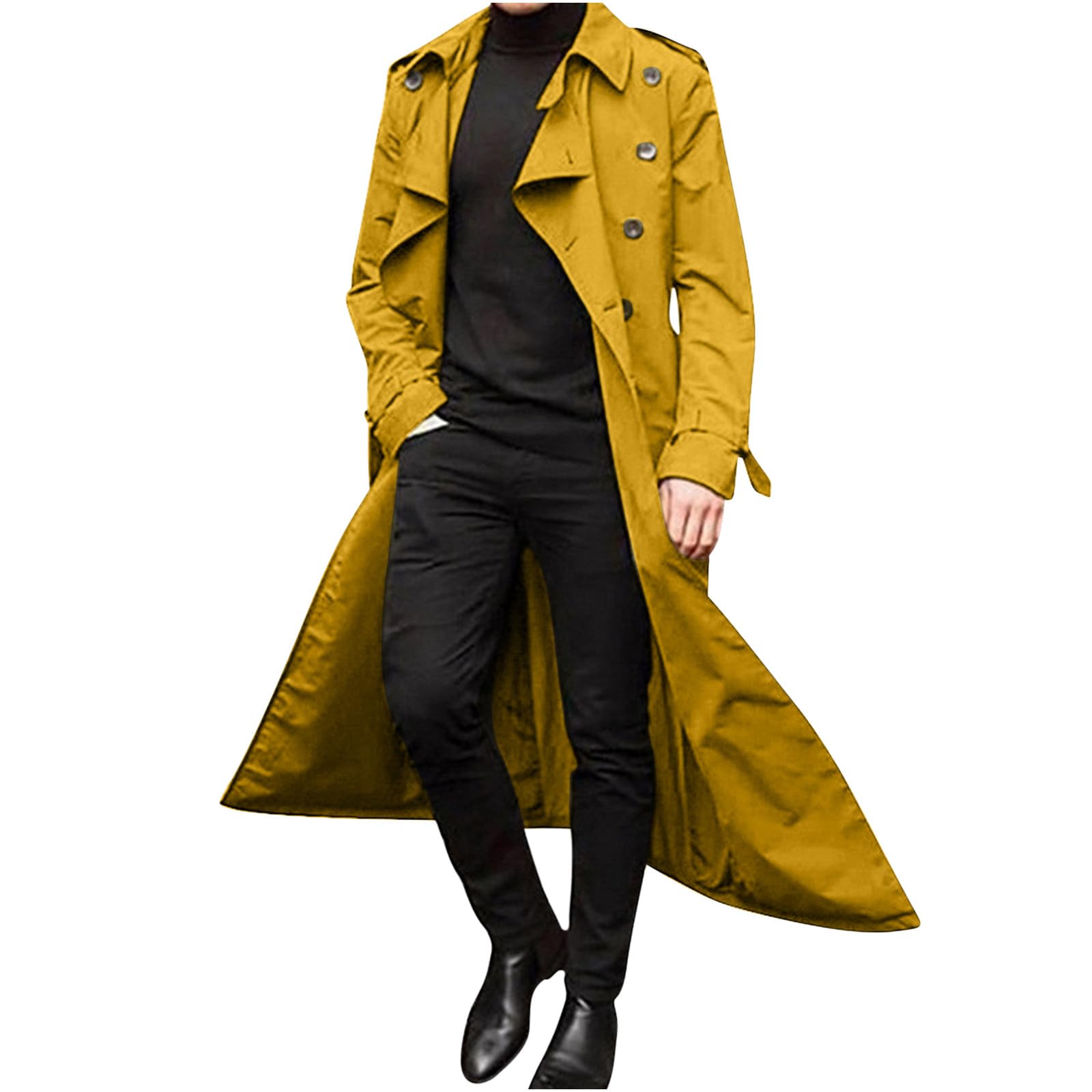 Men's Lightweight Double Breasted Trench Coat - Stylish Windbreaker for Work & Travel
