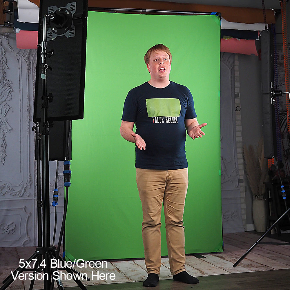 FotodioX 7.5 x 7.5 Foot Portable Chroma Key Background Kit - Blue/Green Screen for Photography, Video Streaming & YouTube Content Creation