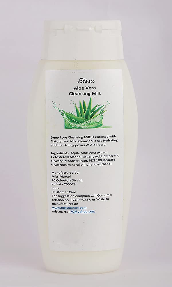 ELSA SKIN Face Essential Aloe Vera Hydrating Cleansing Milk 250ml - Soothing & Moisturizing Facial Cleanser for Dry & Sensitive Skin | Perfect for Daily Skincare Routine & Post-Sun Care