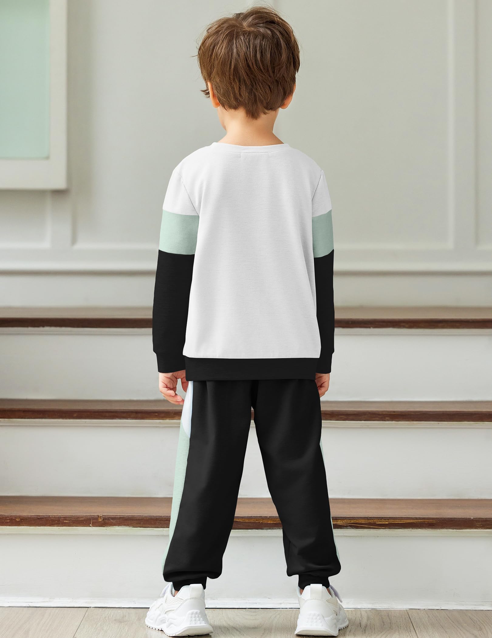 Arshiner Boys Long Sleeve Color Block Sweatshirt & Sweatpants Set - 2 Piece Toddler Outfit for Fall Winter | Warm Playwear for Preschool & Outdoor Activities