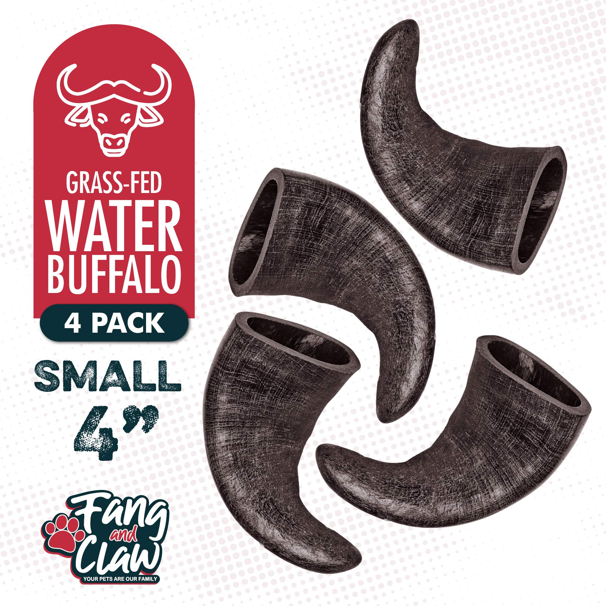 All-Natural Water Buffalo Horn Dog Chew 4 Pack (4