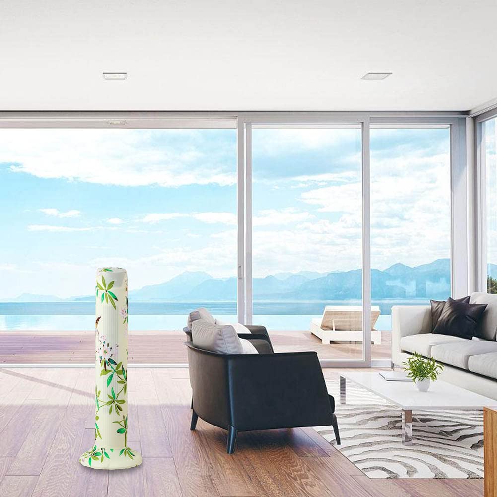 VIOKKO Washable Dustproof Tower Fan Cover - Protective Sleeve for Household Tower, Pedestal & Floor Fans - Green Floral Bird Design | Perfect for Living Room, Bedroom & Office Use