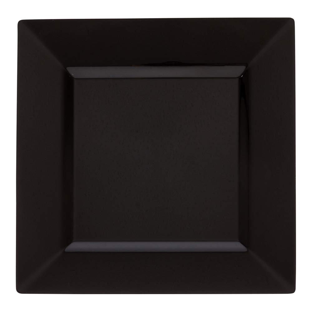 Restaurantware 9.5 x 9.5 Inch Large Disposable Square Plastic Dinner Plates - 100-Pack Durable Stylish Black Hors D'oeuvre Serving Plates for Desserts, Appetizers, Parties & Catering Events | Perfect for Weddings, BBQs & Buffet-Style Dining