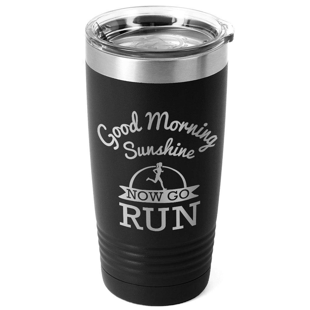 20oz Double Insulated Stainless Steel Tumbler for Running & Workouts - Leakproof Travel Mug with Lid - Perfect for Morning Jogging, Gym & Outdoor Activities - Black