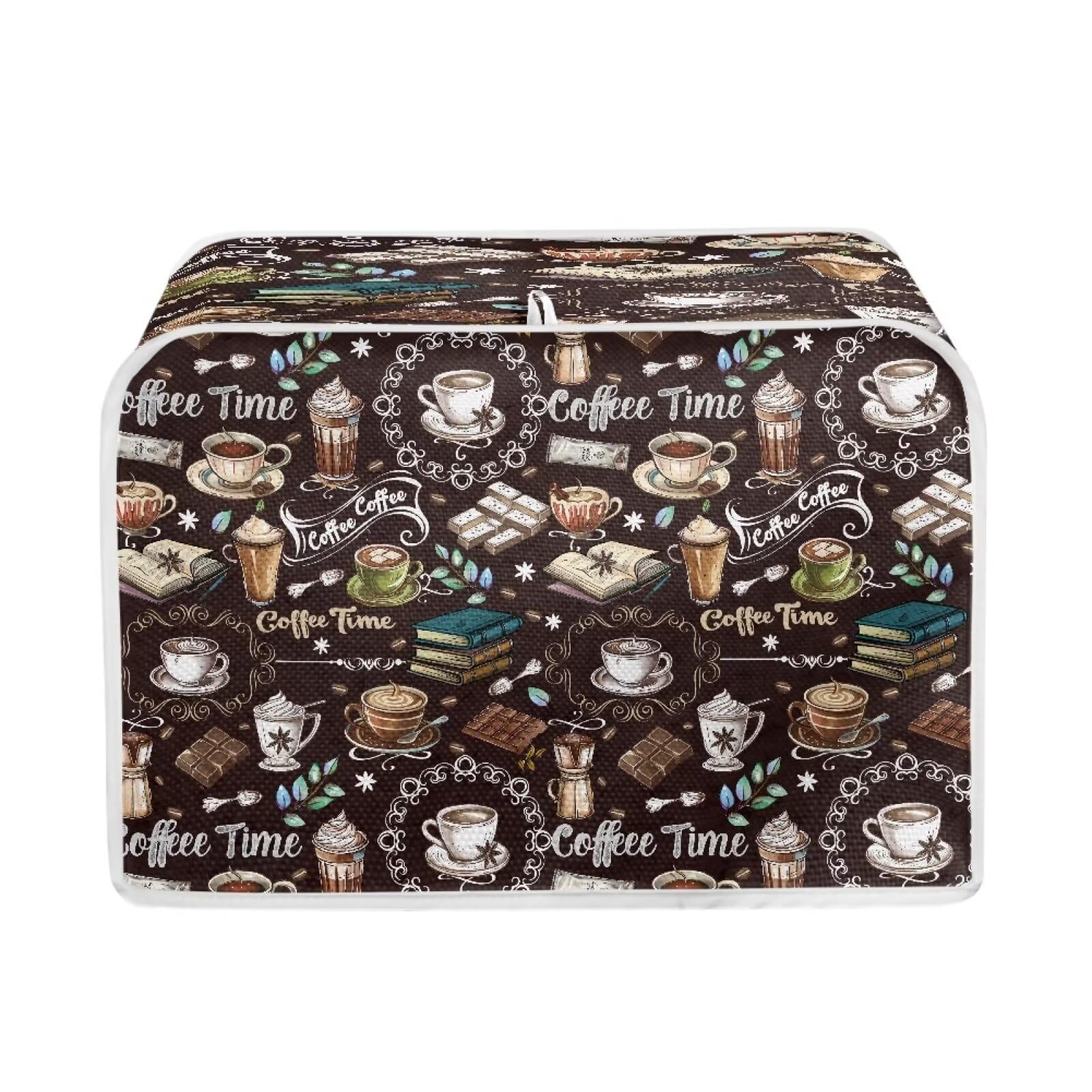 ZDCUSTOM Coffee Time Toaster & Microwave Oven Dust Cover - Machine Washable Dustproof Protector for Kitchen Appliances | Keep Toasters Clean from Dust & Fingerprints | Perfect for Home, Office & Cafe Use