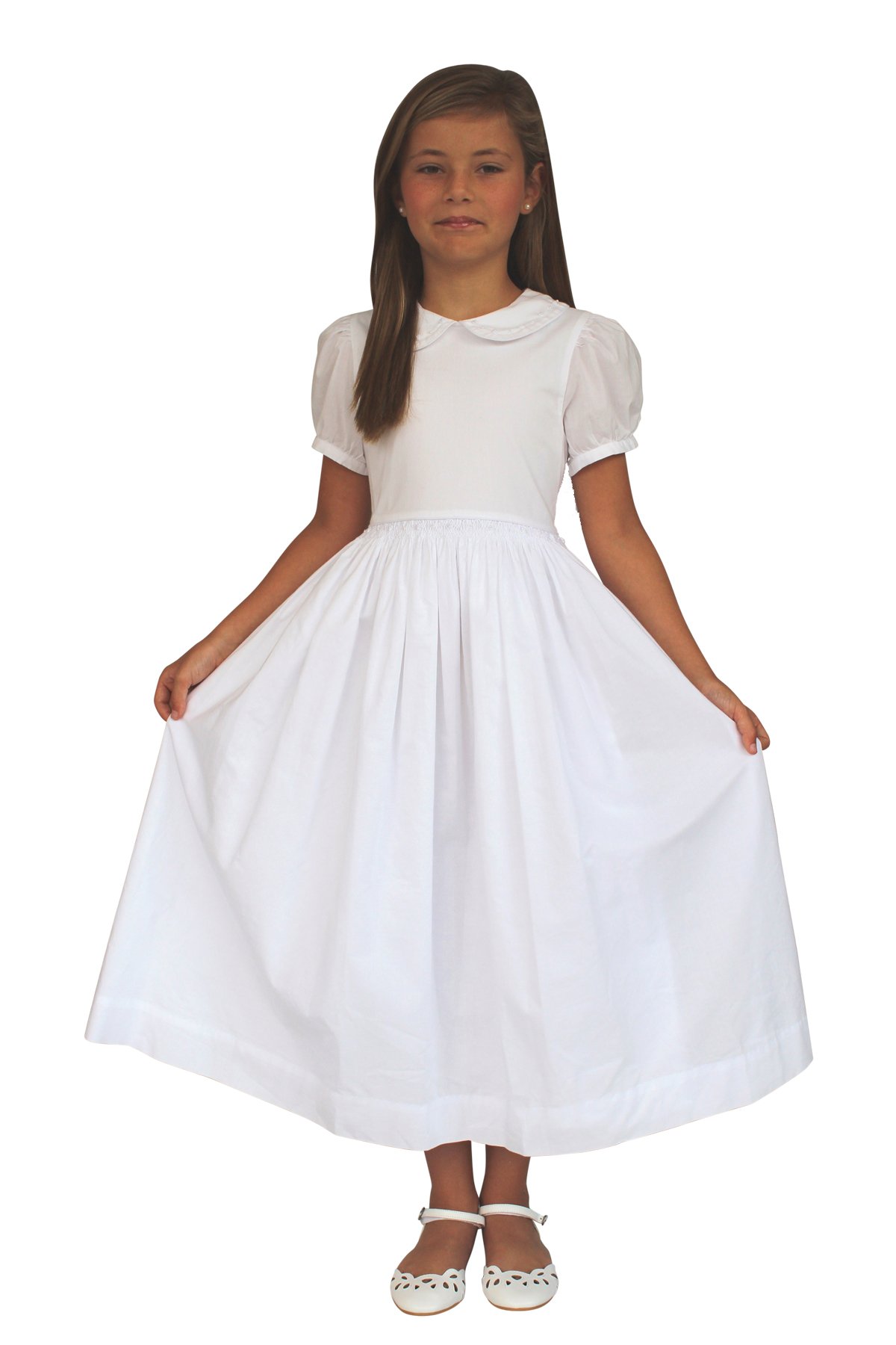 Girls First Communion Dress White Lace Baptism Gown with Long Sleeves - Perfect for Church Ceremonies, Christenings & Special Occasions