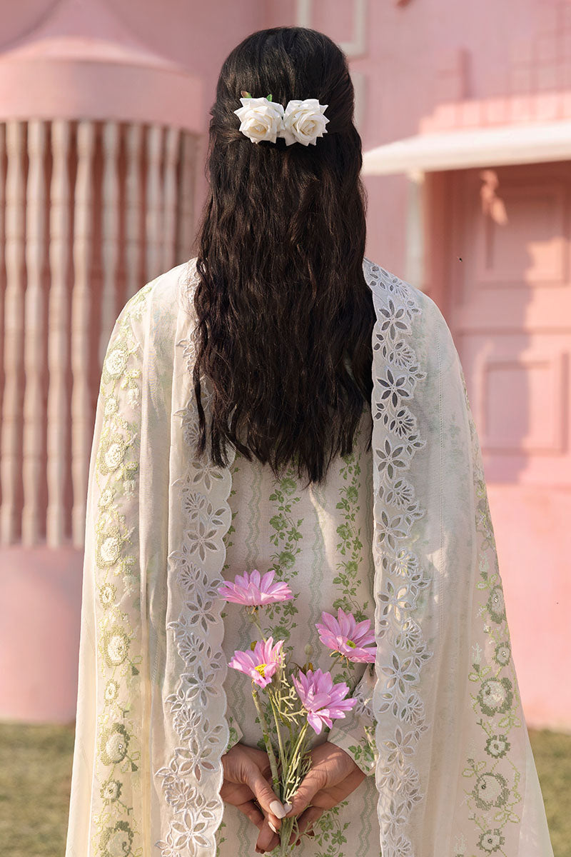 3PC Printed Lawn Suit with Green Trellis Design - Perfect for Summer Outfits, Garden Parties & Casual Wear