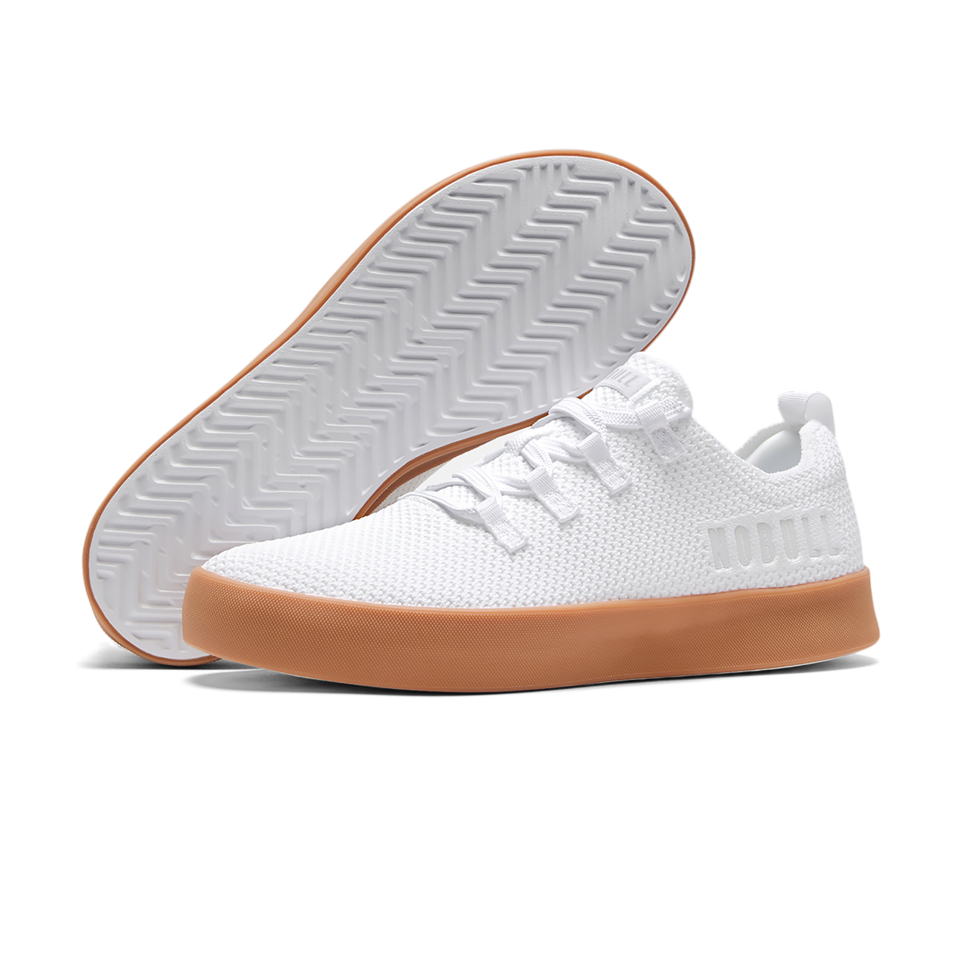 Men's White Gum Sole Knit Sneakers - Casual Comfortable Shoes for Walking, Running & Everyday Wear
